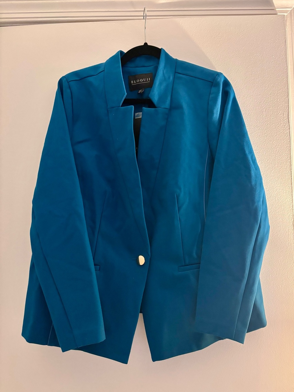 Eloquii Teal Ultimate Stretch Single-Button Blazer Jacket
